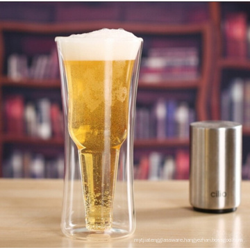 365ml double wall beer mug borosilicate glass mug for beer glass bottle shape mug